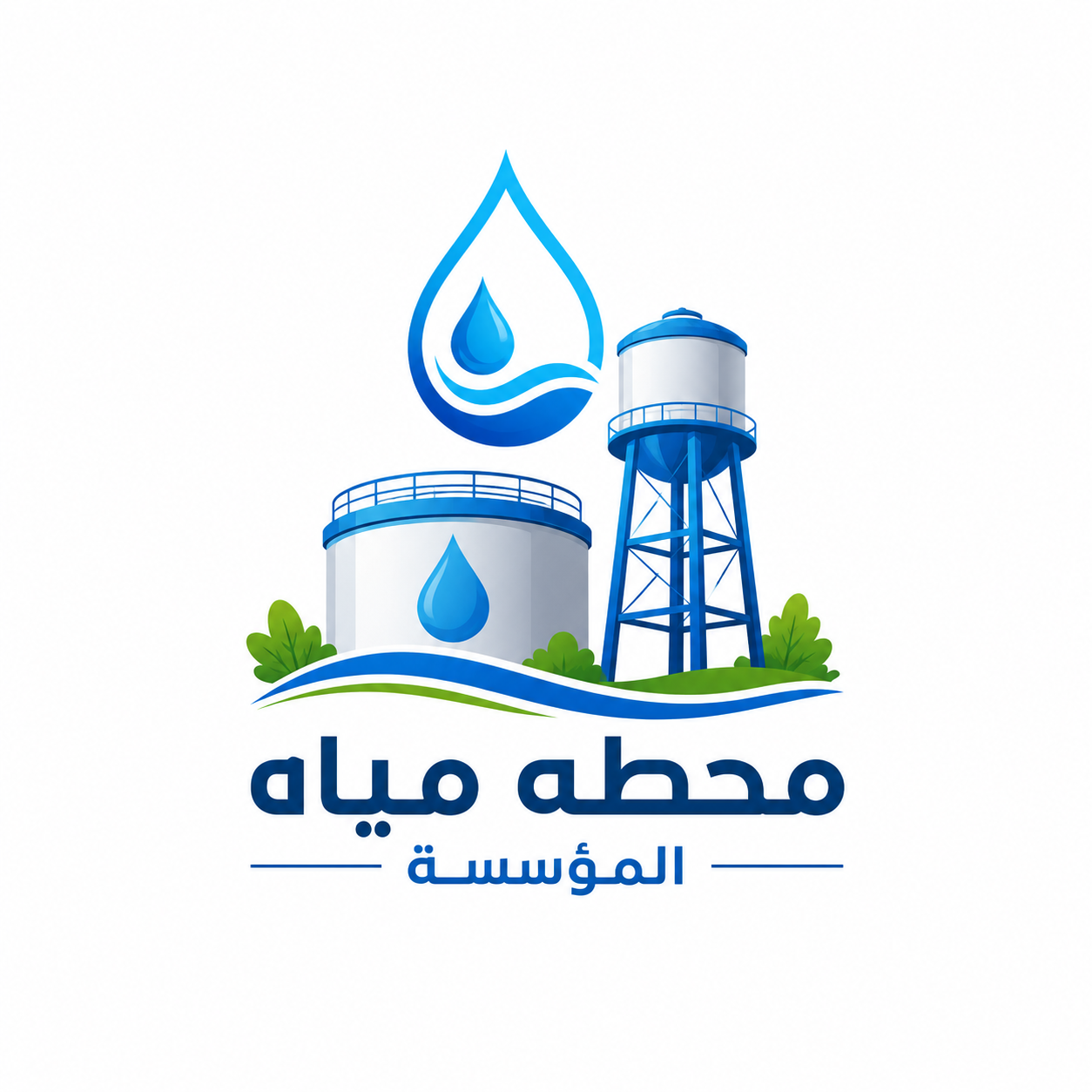 تنفيذ محطة مياه متكاملة وآبار لمشروع محطة مياه المؤسسة مع لوحات التشغيل والتحكم.